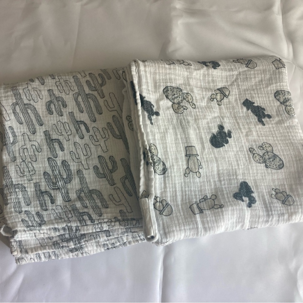 Set of two cactus print Bebe AuLait swaddle blankets